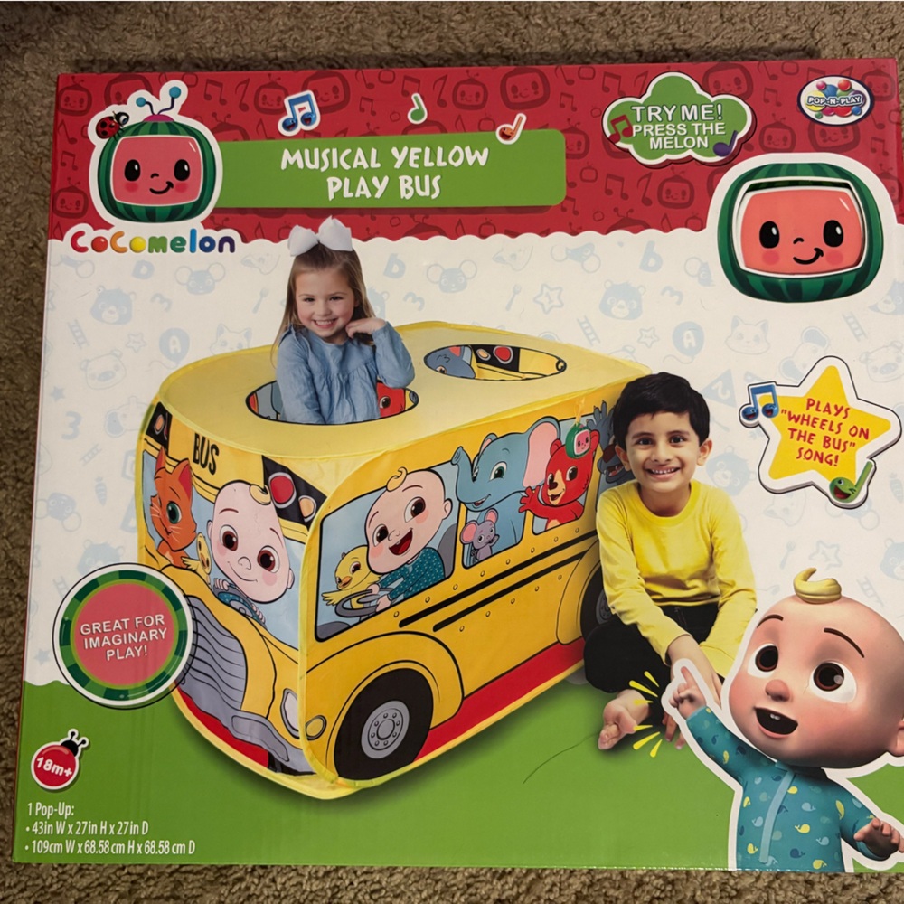 Cocomelon Musical Yellow Play pop up Bus tent